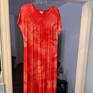 LuLaRoe Red rye dye floor length dress